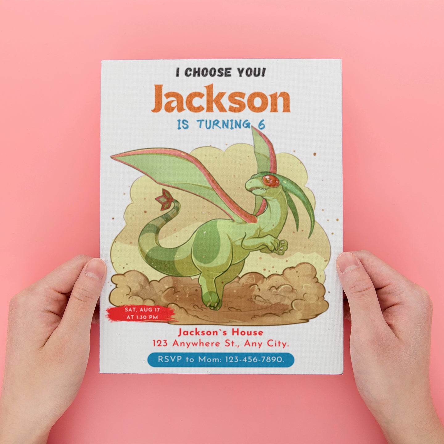 Flygon Birthday Party Invitation Template | Pokemon Invite - CreativeRino