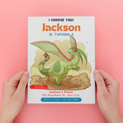 Flygon Birthday Party Invitation Template | Pokemon Invite - CreativeRino