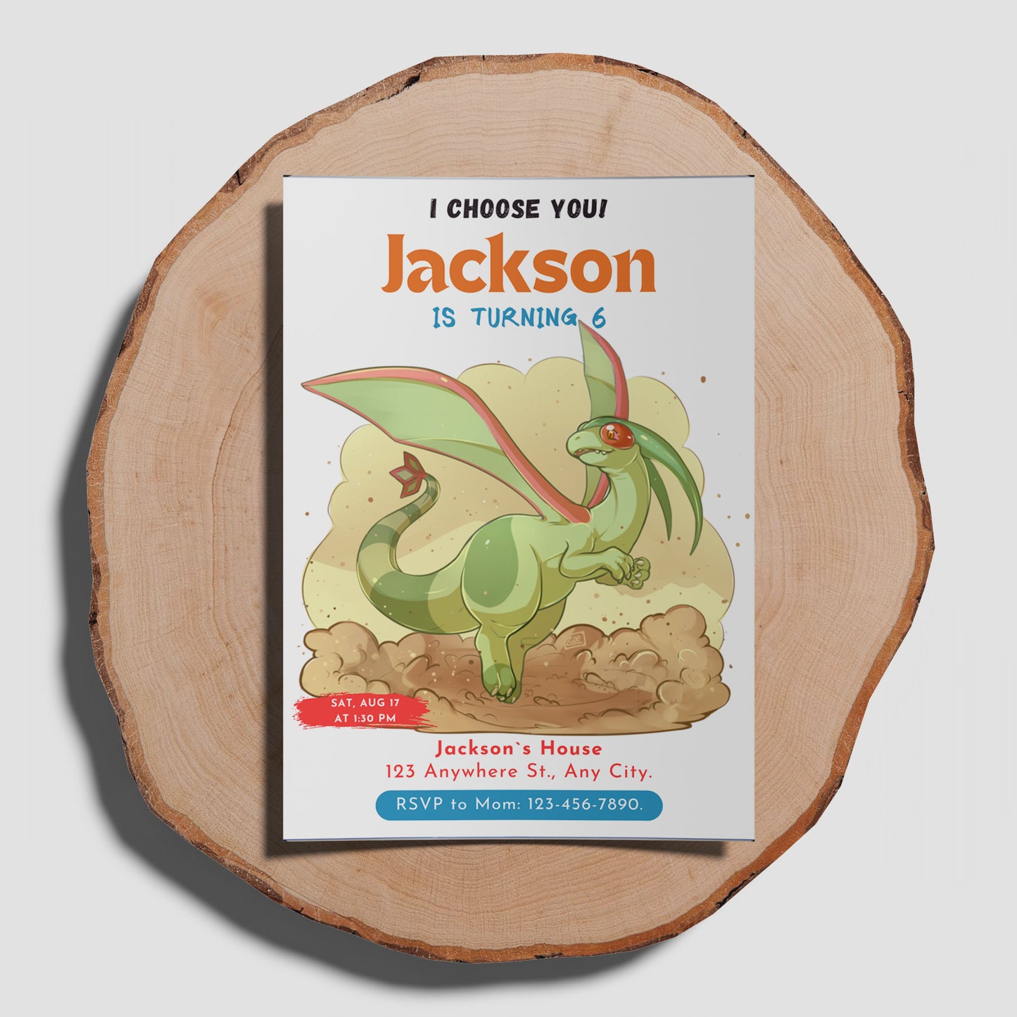 Flygon Birthday Party Invitation Template | Pokemon Invite - CreativeRino
