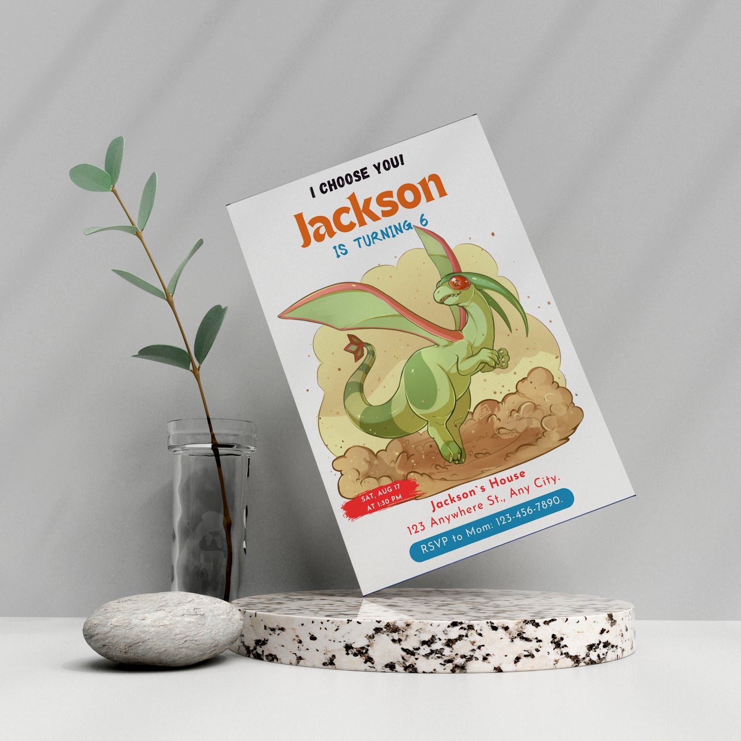 Flygon Birthday Party Invitation Template | Pokemon Invite - CreativeRino
