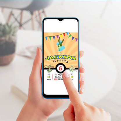 Flygon Pokemon Birthday Party Invitation Template - CreativeRino