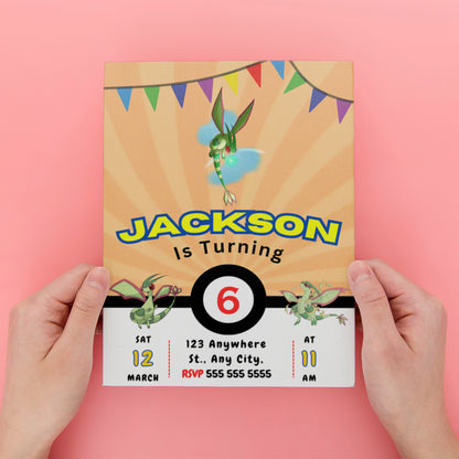 Flygon Pokemon Birthday Party Invitation Template - CreativeRino