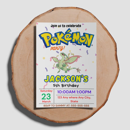 Flygon Birthday Invitation Template | Pokemon Invite - CreativeRino