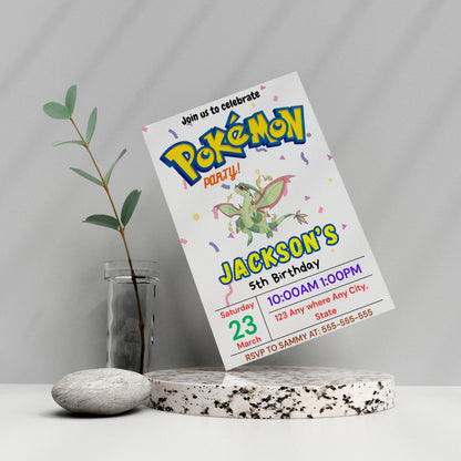 Flygon Birthday Invitation Template | Pokemon Invite - CreativeRino