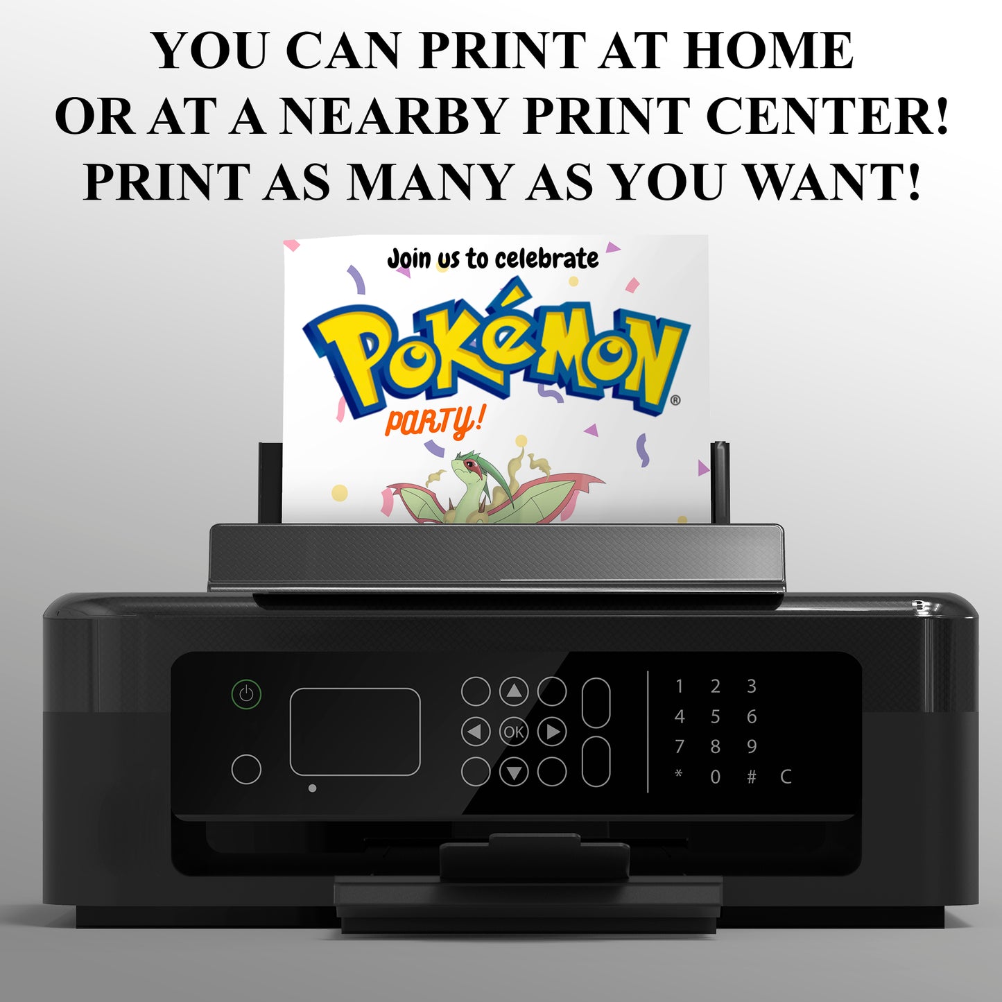 Flygon Birthday Invitation Template | Pokemon Invite - CreativeRino