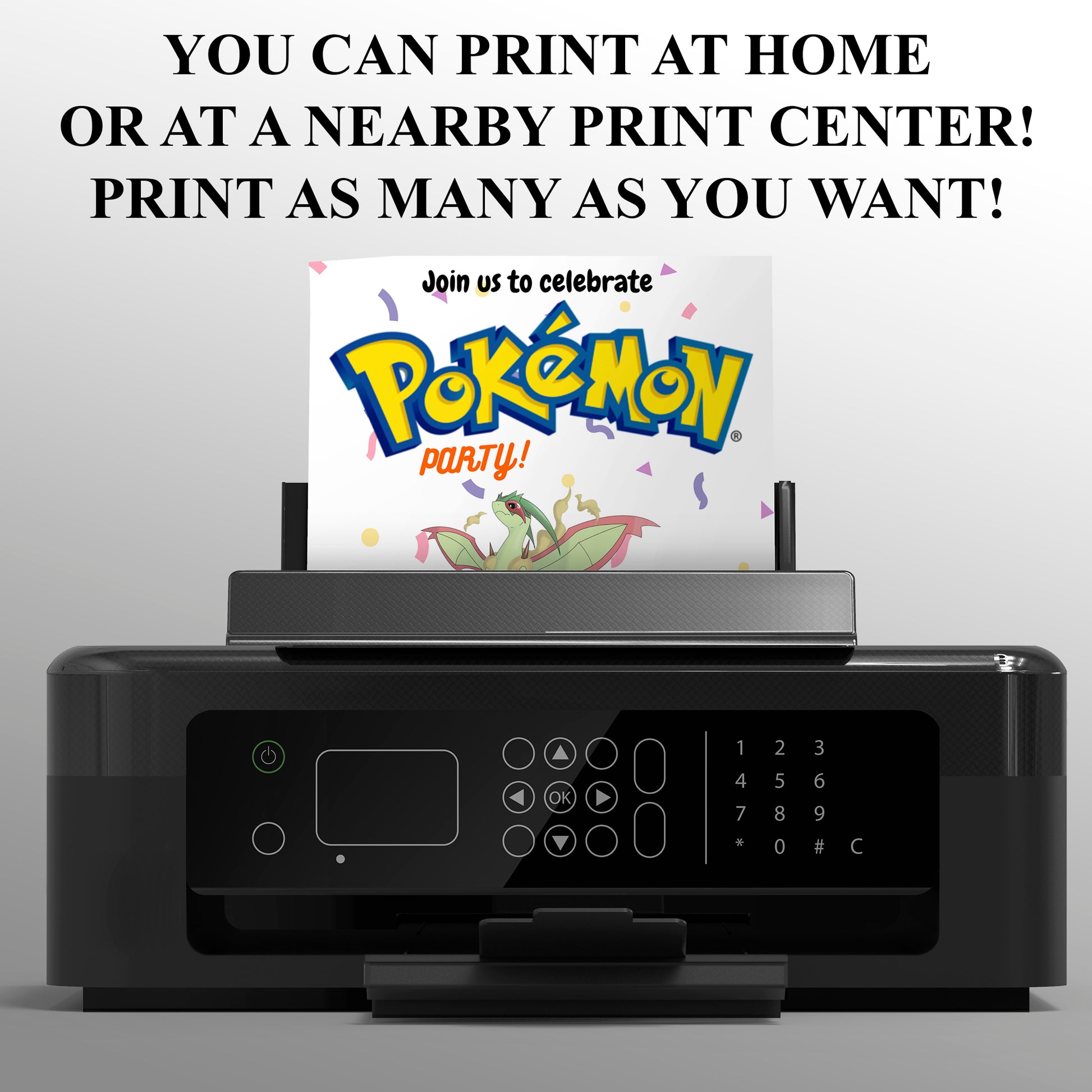 Flygon Birthday Invitation Template | Pokemon Invite - CreativeRino
