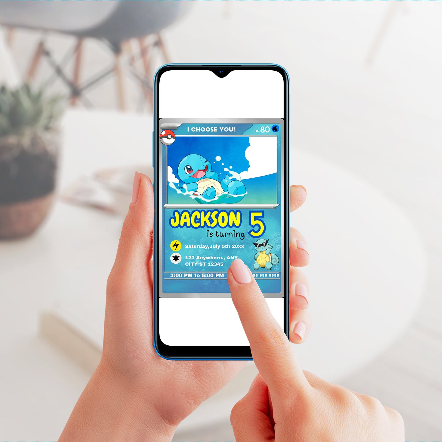 Squirtle Invitation Template | Pokemon Card Birthday Invite - CreativeRino