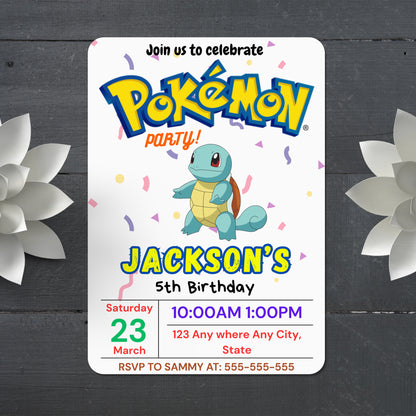 Squirtle Birthday Invitation Template | Pokemon Invite - CreativeRino