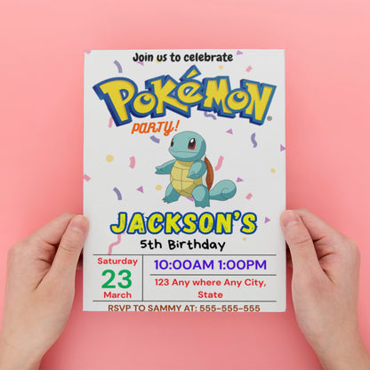 Squirtle Birthday Invitation Template | Pokemon Invite - CreativeRino