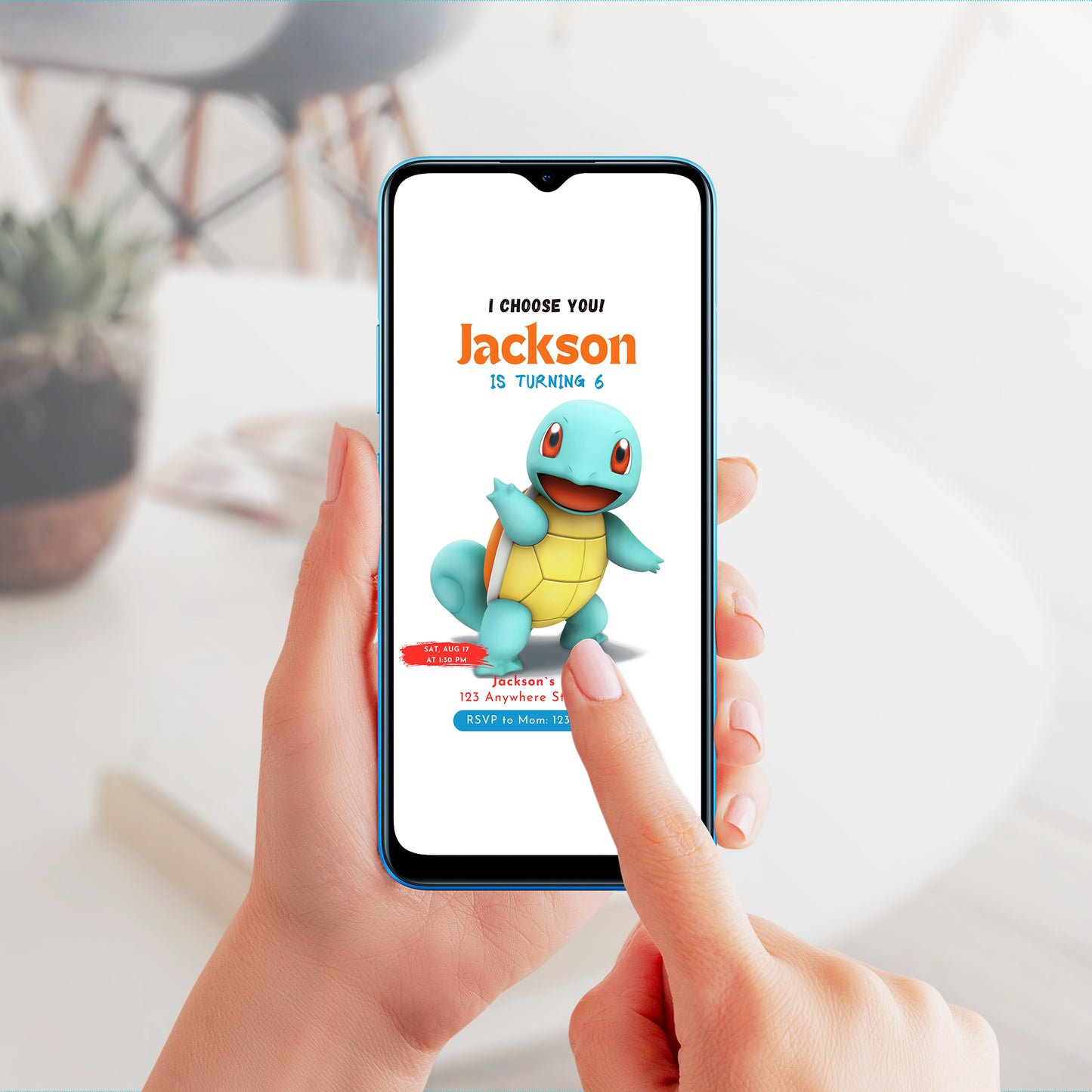 Squirtle Birthday Party Invitation Template | Pokemon Invite - CreativeRino