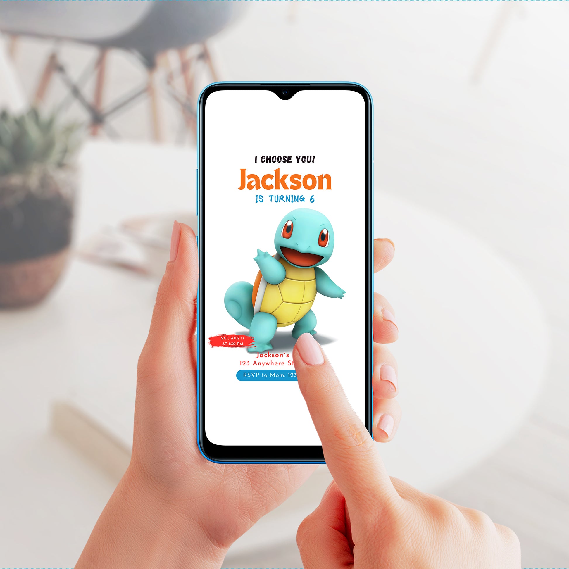 Squirtle Birthday Party Invitation Template | Pokemon Invite - CreativeRino