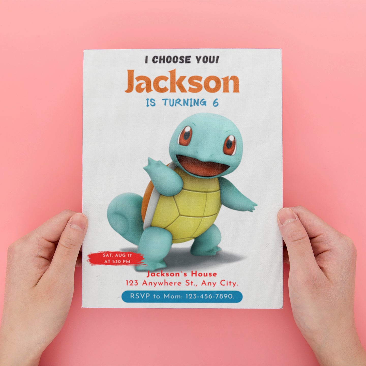 Squirtle Birthday Party Invitation Template | Pokemon Invite - CreativeRino