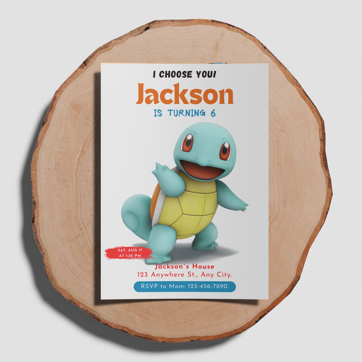 Squirtle Birthday Party Invitation Template | Pokemon Invite - CreativeRino