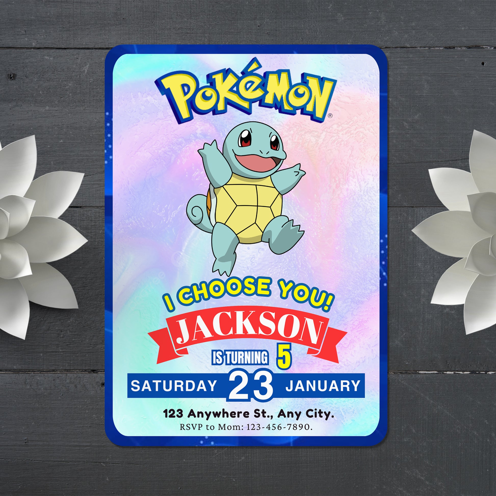 Squirtle Invitation Template | Pokemon Birthday Invite - CreativeRino