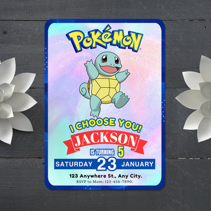 Squirtle Invitation Template | Pokemon Birthday Invite - CreativeRino
