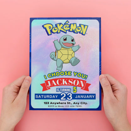 Squirtle Invitation Template | Pokemon Birthday Invite - CreativeRino