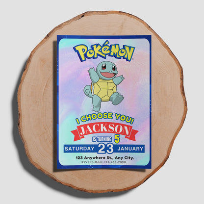 Squirtle Invitation Template | Pokemon Birthday Invite - CreativeRino