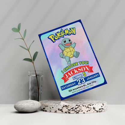 Squirtle Invitation Template | Pokemon Birthday Invite - CreativeRino