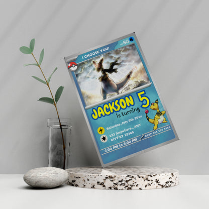Ampharos Invitation Template | Pokemon Card Birthday Invite - CreativeRino
