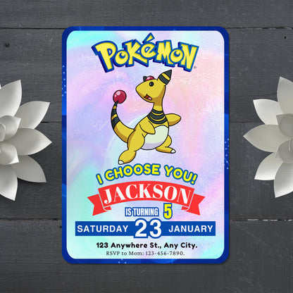 Ampharos Invitation Template | Pokemon Birthday Invite - CreativeRino