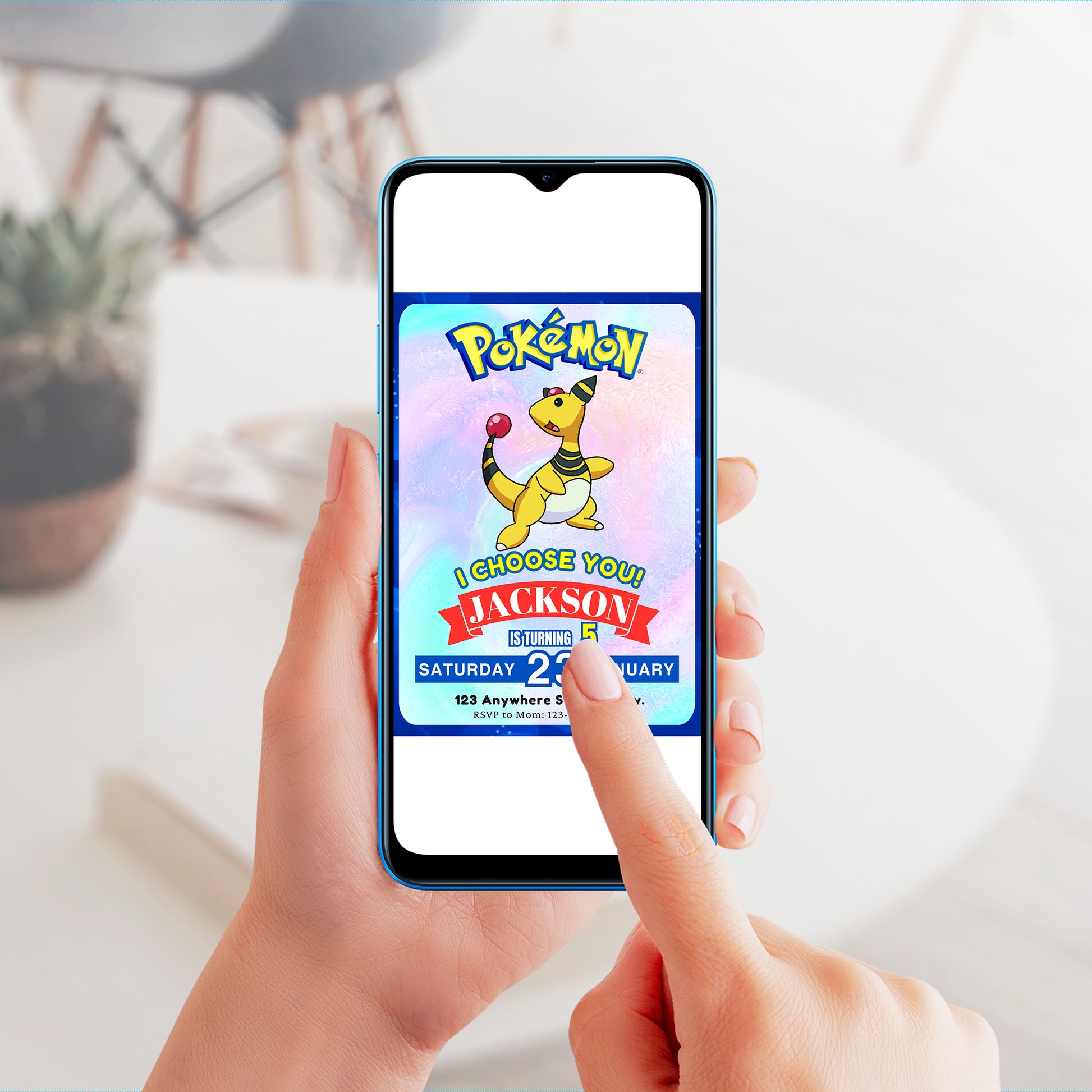 Ampharos Invitation Template | Pokemon Birthday Invite - CreativeRino