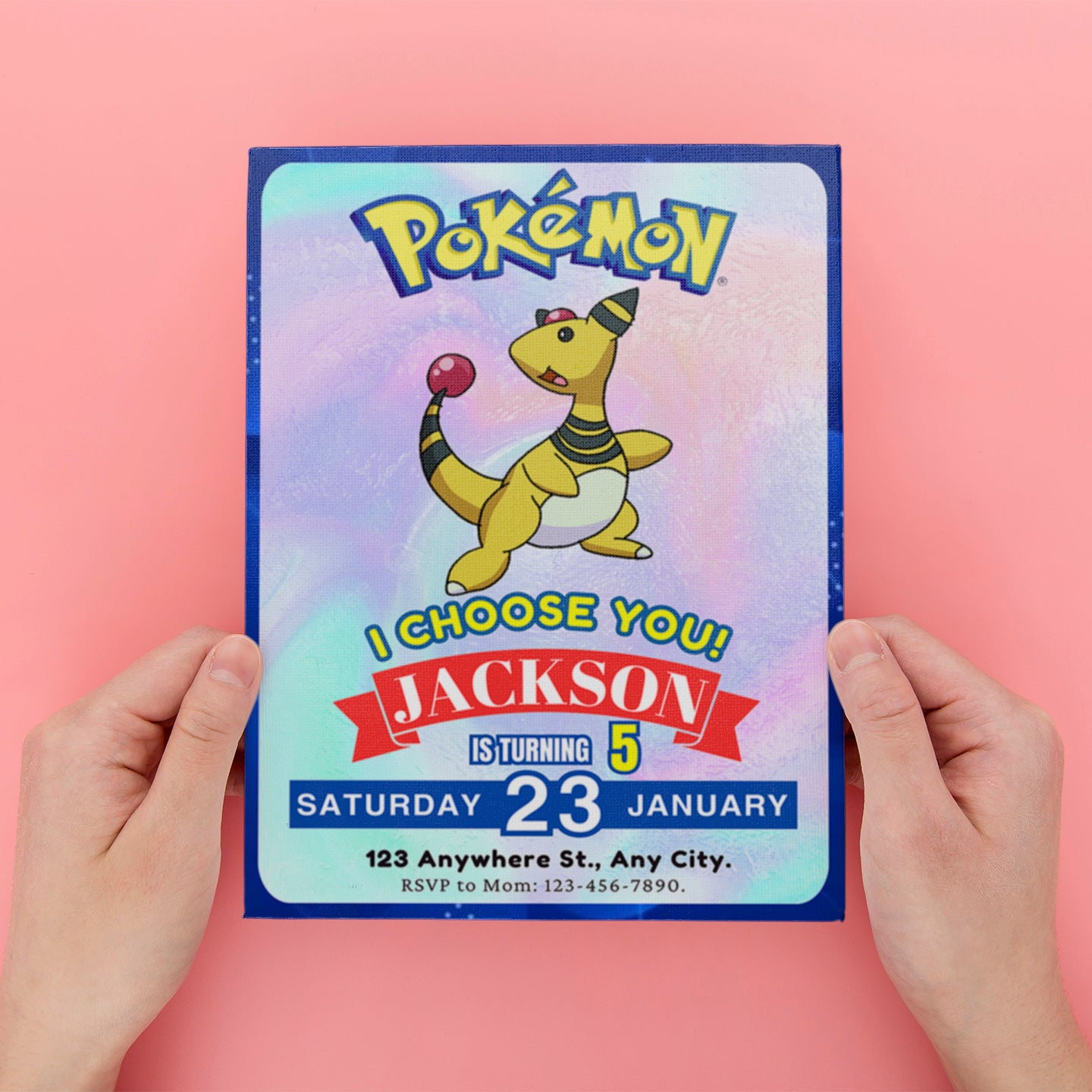 Ampharos Invitation Template | Pokemon Birthday Invite - CreativeRino
