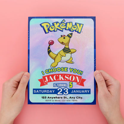 Ampharos Invitation Template | Pokemon Birthday Invite - CreativeRino