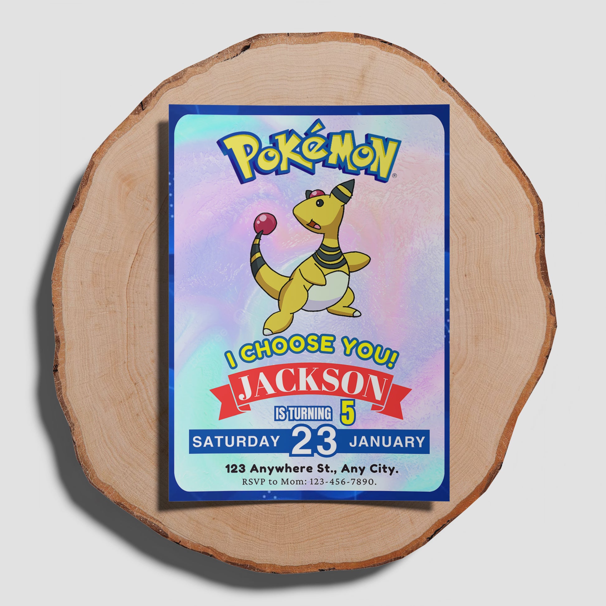 Ampharos Invitation Template | Pokemon Birthday Invite - CreativeRino