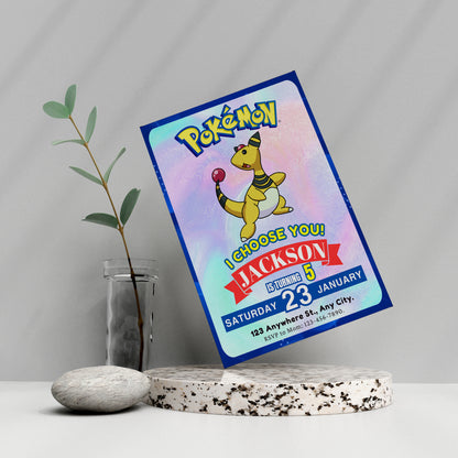 Ampharos Invitation Template | Pokemon Birthday Invite - CreativeRino