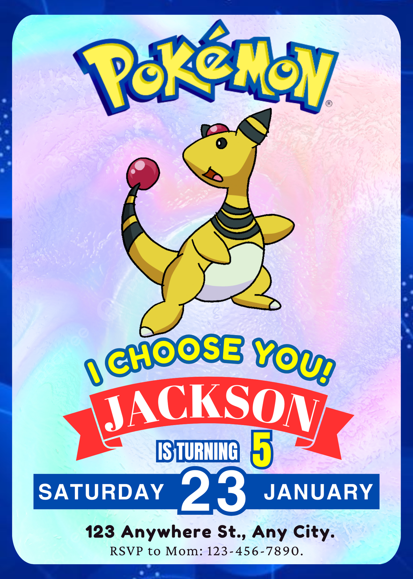 Ampharos Invitation Template | Pokemon Birthday Invite - CreativeRino