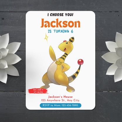 Ampharos Birthday Party Invitation Template | Pokemon Invite - CreativeRino