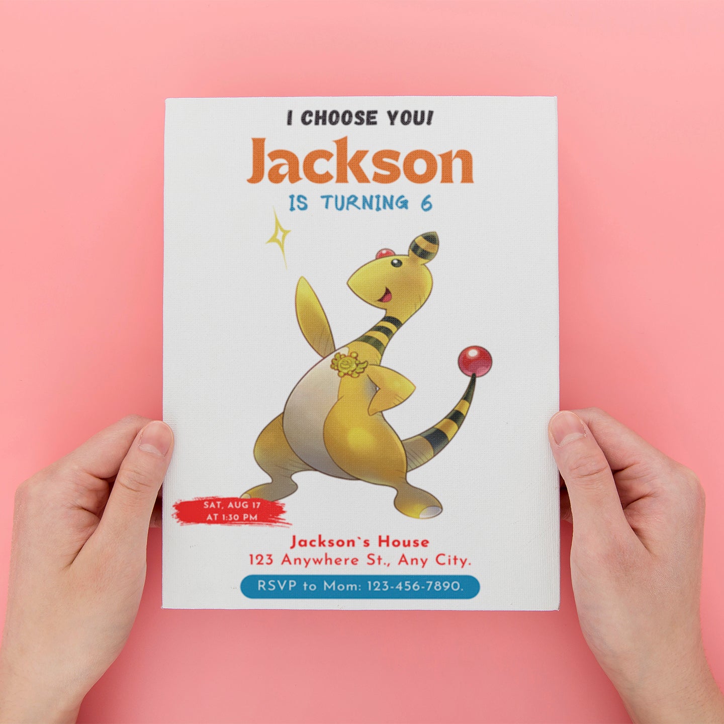 Ampharos Birthday Party Invitation Template | Pokemon Invite - CreativeRino