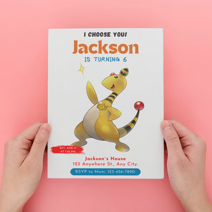 Ampharos Birthday Party Invitation Template | Pokemon Invite - CreativeRino