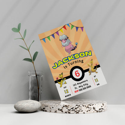 Ampharos Pokemon Birthday Party Invitation Template - CreativeRino