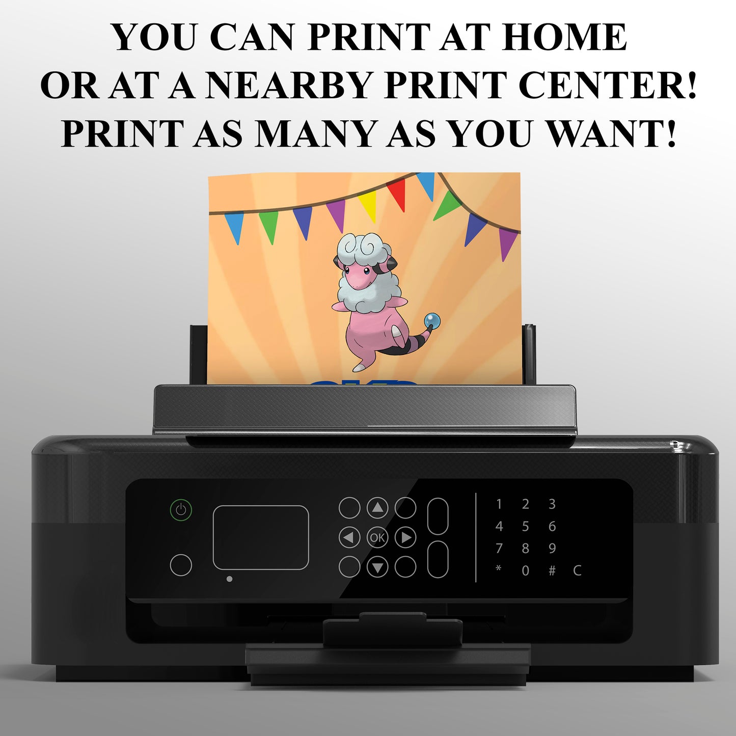 Ampharos Pokemon Birthday Party Invitation Template - CreativeRino