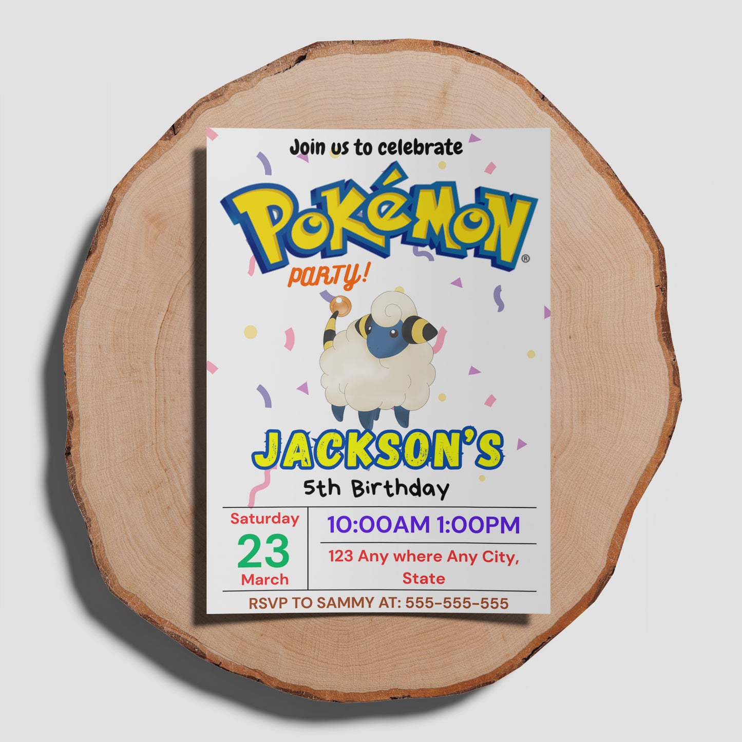 Ampharos Birthday Invitation Template | Pokemon Invite - CreativeRino
