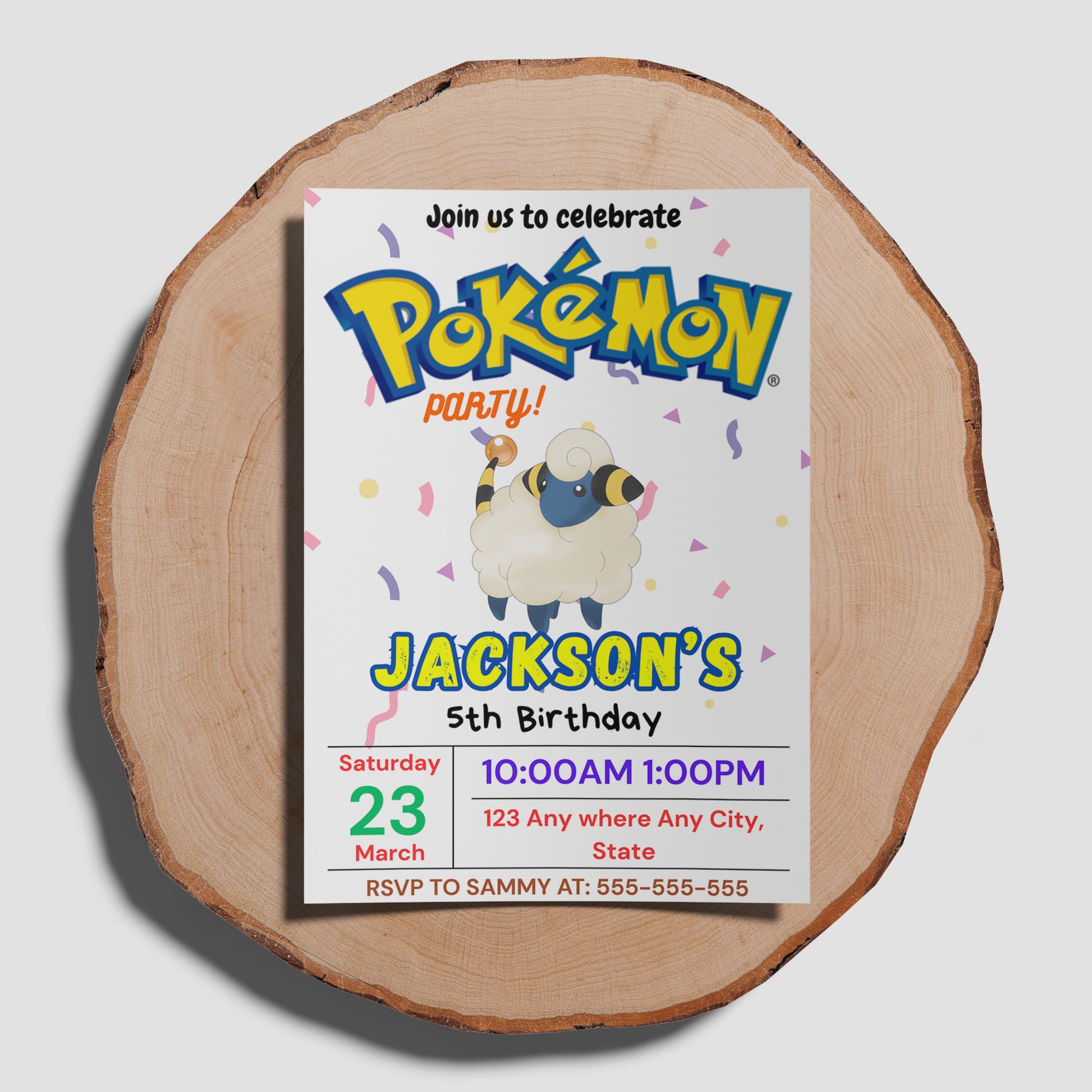 Ampharos Birthday Invitation Template | Pokemon Invite - CreativeRino
