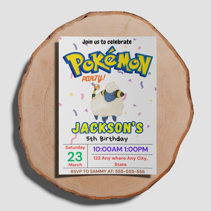 Ampharos Birthday Invitation Template | Pokemon Invite - CreativeRino