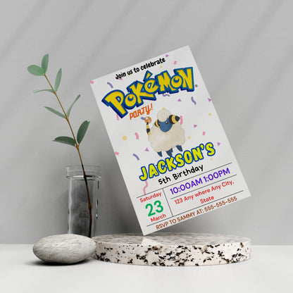 Ampharos Birthday Invitation Template | Pokemon Invite - CreativeRino