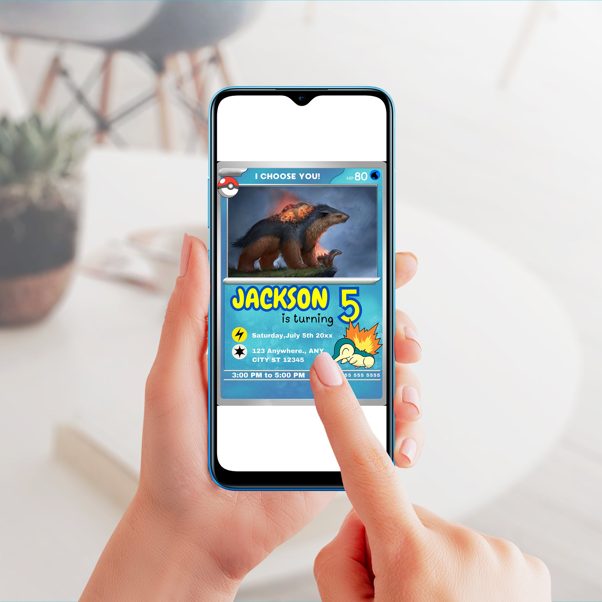 Typhlosion Invitation Template | Pokemon Card Birthday Invite - CreativeRino