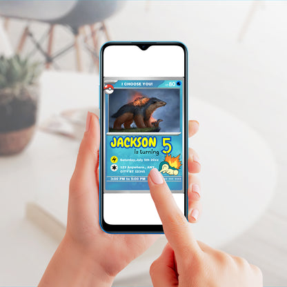 Typhlosion Invitation Template | Pokemon Card Birthday Invite - CreativeRino