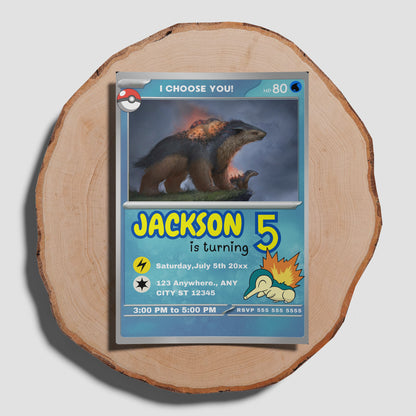 Typhlosion Invitation Template | Pokemon Card Birthday Invite - CreativeRino