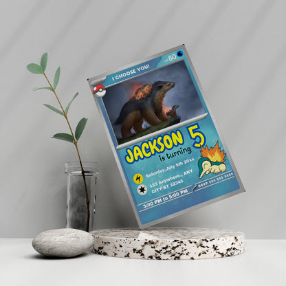 Typhlosion Invitation Template | Pokemon Card Birthday Invite - CreativeRino