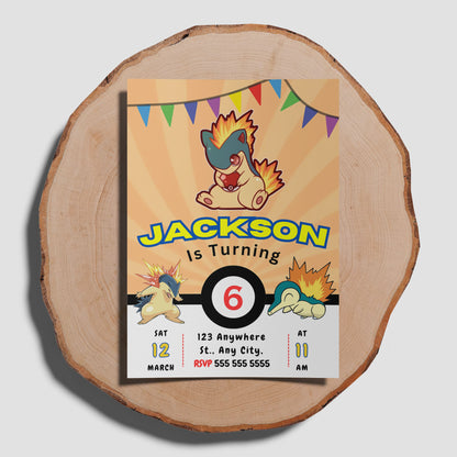 Typhlosion Pokemon Birthday Party Invitation Template - CreativeRino