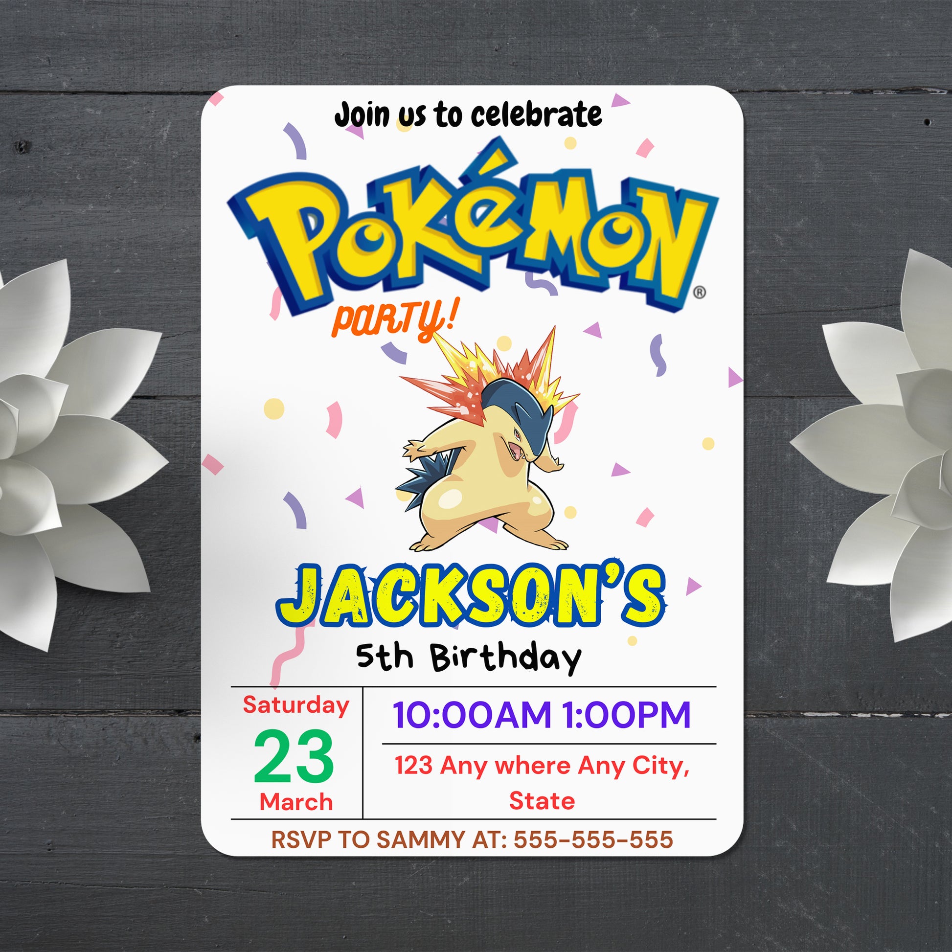 Typhlosion Birthday Invitation Template | Pokemon Invite - CreativeRino