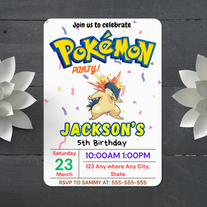 Typhlosion Birthday Invitation Template | Pokemon Invite - CreativeRino