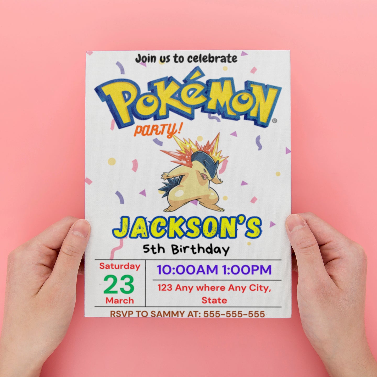 Typhlosion Birthday Invitation Template | Pokemon Invite - CreativeRino