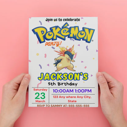 Typhlosion Birthday Invitation Template | Pokemon Invite - CreativeRino