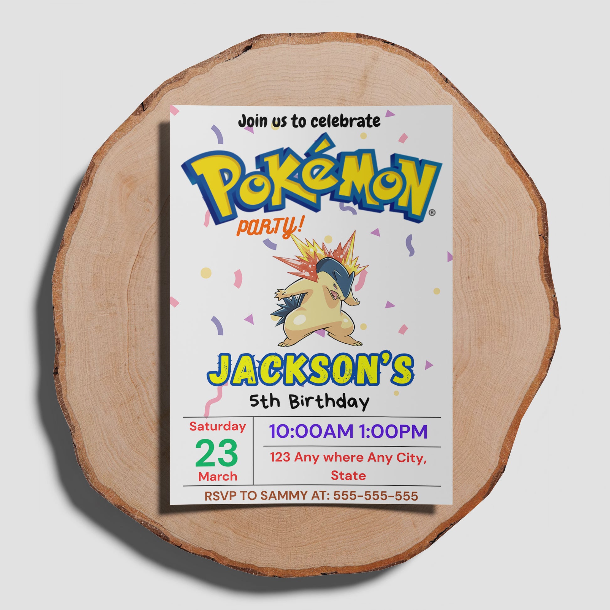 Typhlosion Birthday Invitation Template | Pokemon Invite - CreativeRino