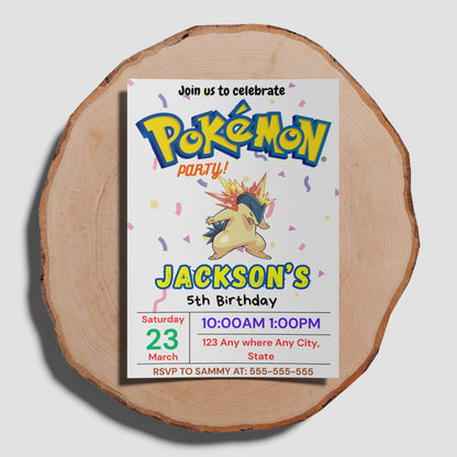 Typhlosion Birthday Invitation Template | Pokemon Invite - CreativeRino
